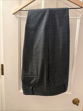 LOFT Charcoal Gray Plaid Tailored Dress Pants